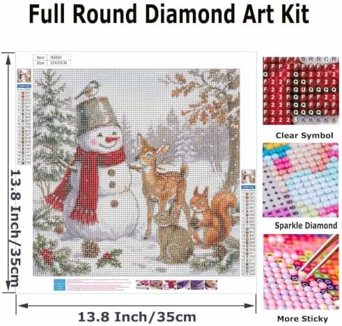 Christmas Diamond Art Kits for Adults,Snowman with animals Diamond Painting