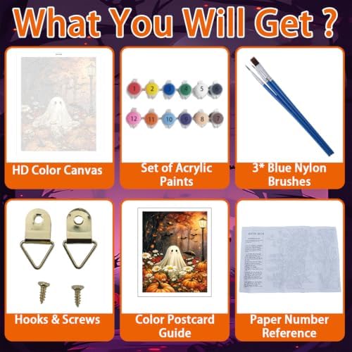 WULINHUAFA Halloween Paint by Numbers Adults Beginner 16x20 Inch | Ghost Adult Paint by Number Kits, DIY Acrylic Oil Easy Painting by Numbers for Gifts Home Wall Decor Without Frame