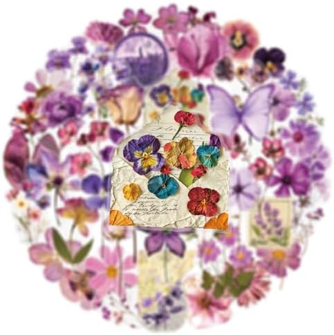 Flora Scrapbook Stickers Aesthetic Flower Sticker Purple