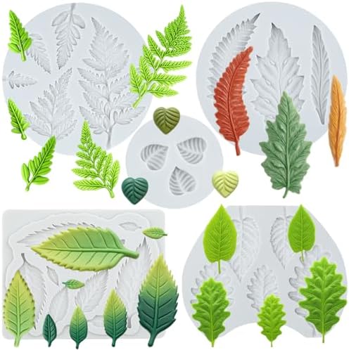 Fern Leaf Polymer Clay Mold Tropical Leaf Silicone Molds Set of 5