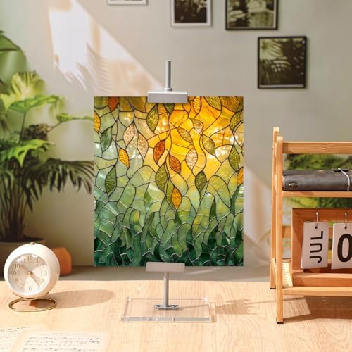 RattanView Adjustable Tabletop Easel Silver Picture Frame Holder Stand up to 16.5" H Metal Floating Picture Rack for Display Easel with Acrylic Base 16 x 5 Frame Holder Stand Table for Art Photo Signs