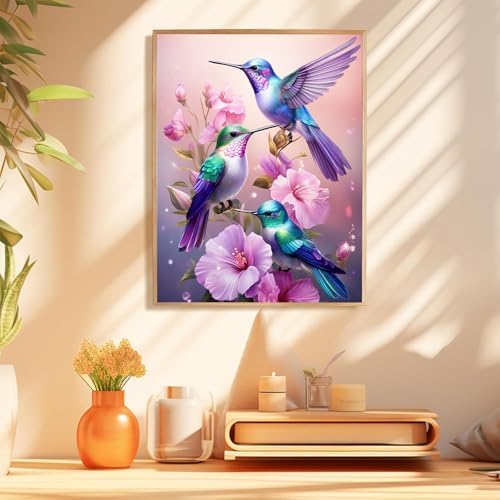 Hummingbird Diamond Art Kits for Adults, Diamond Painting Kits 12x16 Inch | Diamond Painting Kits for Adults Beginners, Gem Art, 5D Full Drill, DIY Arts and Crafts for Gift Home or Decor