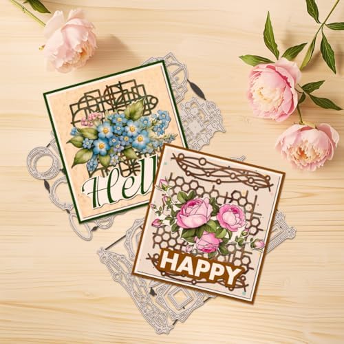 BENECREAT Geometric Shaped Carbon Steel Cutting Dies, Border Theme Pattern Embossing Stencils Template for Making Photo Decorative Paper Scrapbooking, 0.08cm Thick