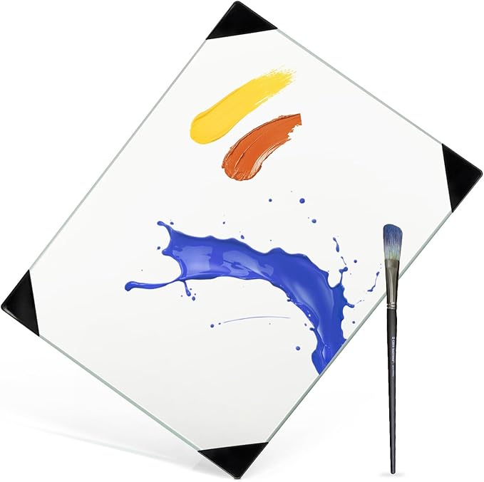 Glass Palette for Oil Painting, 12 x 9 Inches, Ultra Clear, Easy to Clean