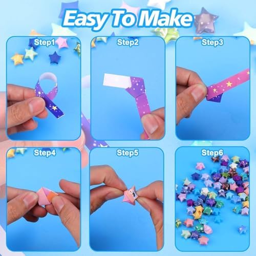 Vodolo Star Origami Paper ,1880 Sheets Solid Color Gradient Color Strip Double Sided Origami Stars Paper Lucky Star Decoration Paper Strips DIY Hand Art Crafts