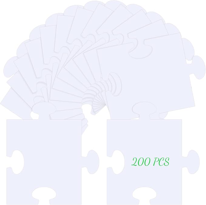 Glenmal 200 Pcs 100 Pcs Large Blank Puzzle Pieces, 9.5 x 9 in DIY, White
