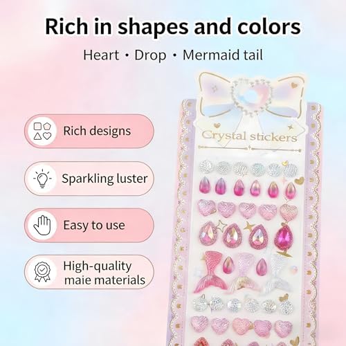 【2 Sheets】 Airy 3D Puffy Stickers, Resin Decorative Stickers, Cute Small Stickers for Kids，Girls, Adults, Reusable Tiny Stickers for Phone Case, Notebook - Perfect for Craft and GIF (Luminous)