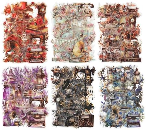240Pcs PET Scrapbook Stickers Vintage Floral Designs for Scrapbooking DIY Crafts Waterproof Journaling Supplies Junk Journal Ephemera with Storage Organizer