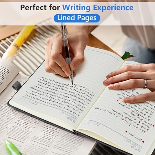 Lined Notebook 5.9"x8.5", Hardcover Leather Journal for Women Men,160 Pages | Medium Size 100 Gsm Writing Journal, Leather Journaling Notebooks for Work School Business Travel Note taking & Daily Diary