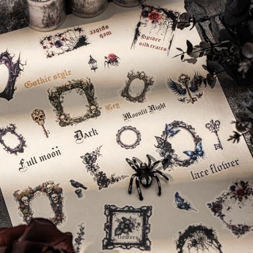 Gothic PET Tape Stickers for Scrapbooking, Frames Journal Stickers for DIY