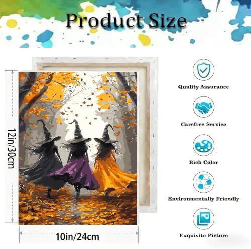 Witch Paint by Numbers Kit for Adults Beginner with Framed 10x12 Inch