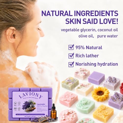 Melt and Pour Soap Base, Pre-Cut, for DIY Soap Craft, 1LB Lavender