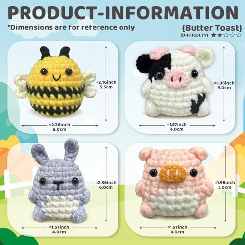 YAMAXIN Crochet Set for Beginners, for Complete Adults, Animal Crochet Hook Set for Beginners, Crochet Knitting Set with Video (6pcs Animals)