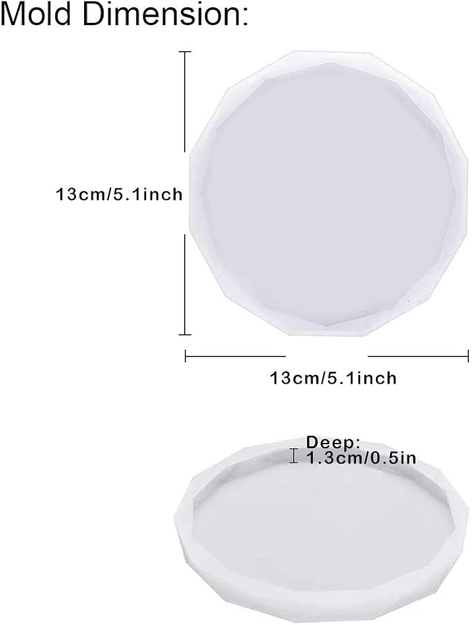 ResinWorld 4 Pack Coaster Molds - Diamond Edge Crystal & Round Geode Silicone Molds for Epoxy Resin Casting