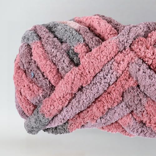 Chunky Chenille Yarn - Bulky Thick Fluffy Yarn for Crocheting and Knitting Blankets, Soft Plush Yarn, 8 Jumbo Pack 30.5 (Cherry Blossoms Fall)