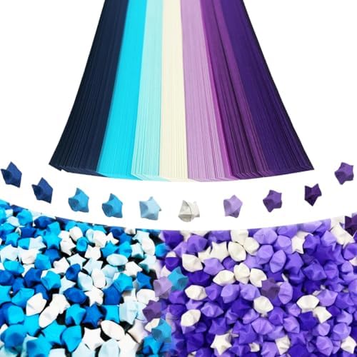 Star origami, origami star paper strips, lucky star decorative paper strips, DIY handicrafts (blue purple gradient (540 pieces))