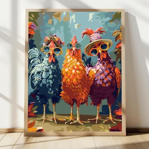 Paint by Numbers Kit for Adults Beginners,Abstract Rock Chicken16x20 inches