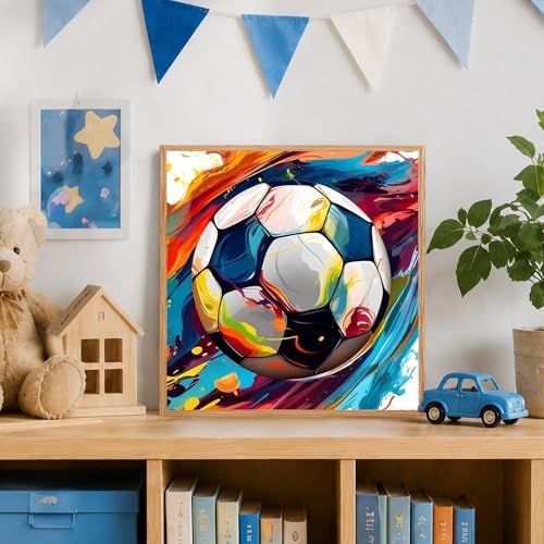 AUKELHJ Paint by Numbers Kit for Kids with Frame, Soccer, 8X8 inch