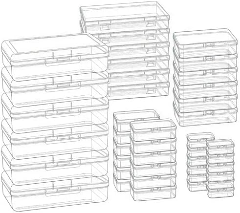 42 Pieces Mixed Sizes Rectangular Empty Mini Clear Plastic Organizer Box