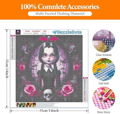 Halloween Diamond Art Kits for Adults, Round Diamond Painting 14x14 Inch