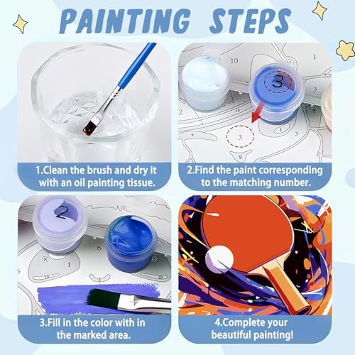 XTCIXAL Paint by Numbers Kit for Kids with Frame, Table, 8X8 inch
