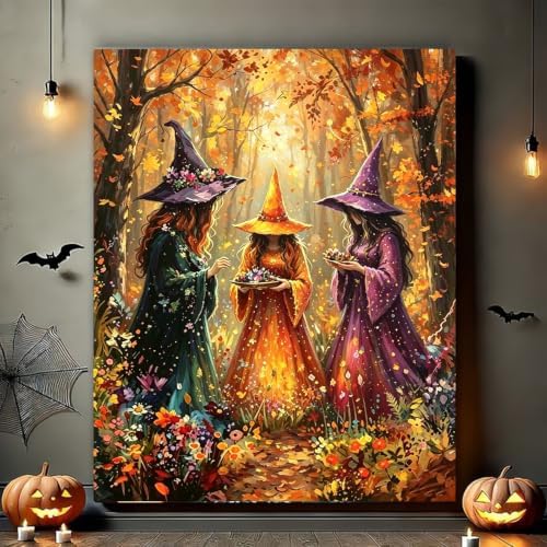 Arttoplus Halloween Paint by Numbers Kit for Adults Beginner 16x20in, Witch