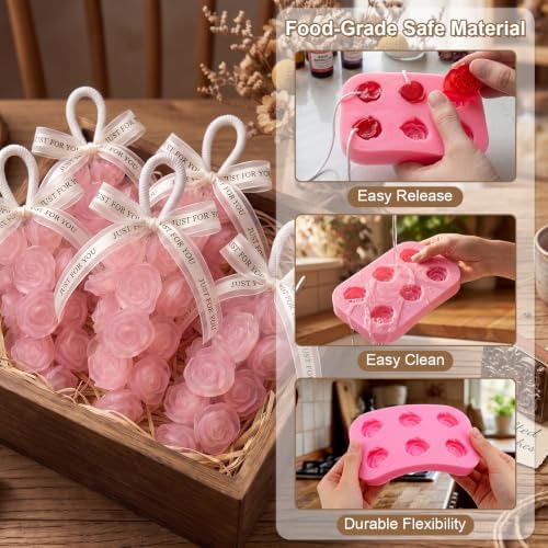 Silicone Rose Soap Mold Kit for DIY Soap Making, with Cotton Rope, Bow Ribbons, Reusable Soap Making Supplies for Crafts, Gifts & Beginners