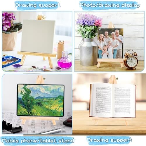 Marspark 30 Pack 9 Inch Wood Easels Bulk Tabletop Easel for Painting Small Easel Stand for Painting Canvas Easels Display Stand Tripod, Back to School Gifts, Portable Canvas Photo Picture Sign Holder