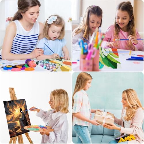 4 Pack Framed Paint By Numbers Kit for Adults, Jesus Paint By Number Kits