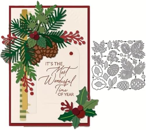 Lapoo Christmas Metal Cutting Die for Scrapbooking, 3D Backgrounds Frame Cutting Dies DIY Album Card Making Decor Paper Metal Die Cuts Party Wedding Decorations (Pinecone 5.5 x 5.1 in)