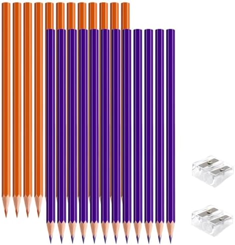 24 PCS Orange Purple Colored Pencils, Pre-sharpened Professional Wooden Art Pencils Set for Artists Painting | Premium Drawing Sketching Supplies (Orange Purple)