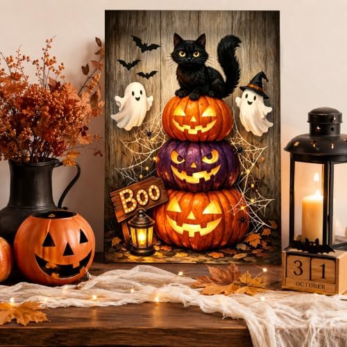 Halloween Paint by Numbers Kit for Kids 6-8-12 with Frame Easel 8x12 inch
