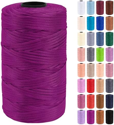 JeogYong Polypropylene Ribbon Yarn 3mm x 218 Yards Flat Macrame Cord 3mm Crochet Yarn for Handbags, Shopping Bags, Sun Hats, Shoes, DIY Crafts, Decorative Projects