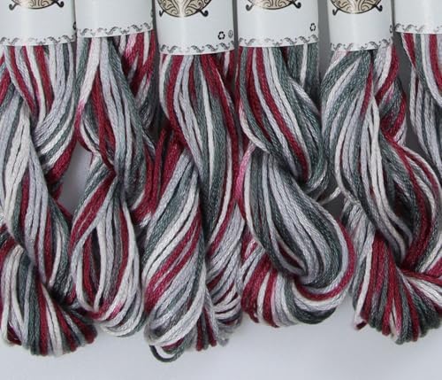 KCS Big skeins of 25 Meters Size 25 Color Variegated Cross Stitch Stranded Threads,6 skeins,4513