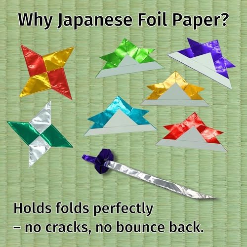 Origami Paper Metallic Foil One Sided Folding Paper 8 Colors 1 Pack