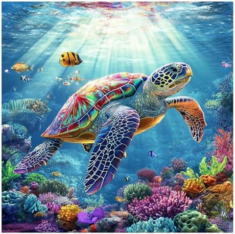 SJUTOUCI Sea Turtle Diamond Art Kit for Adults, Diamond Painting Kit