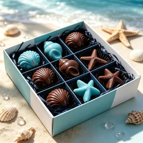 2Pack Marine Ocean Sea Silicone Mold, Seashell Starfish Conch Silicone Chocolate Candy Mold, Beach Silicone Mould for Cake Decoration, DIY Soap, Resin Craft, Ocean Mermaid Theme Party