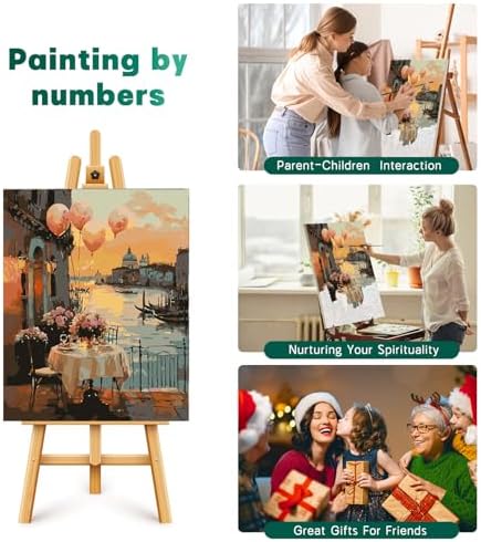 Possoco 2 Pack Paint by Numbers Kit for Adults Beginner, Sunset Venice Adult Paint by Number Kits on Canvas, DIY Landscape Acrylic Number Painting for Adults for Home Wall Decor Gift 16x20 Inch