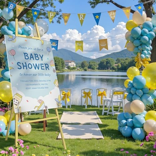 Gold Easel Stand for Sign, 47" Heavy Duty Metal Display Easel | 4-Tier Art Easel with Adjustable Chain, for Painting, Wedding Sign, Posters & Commercial Display