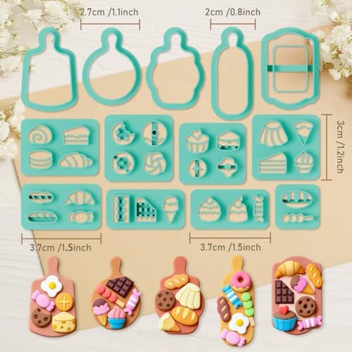 ORIGACH 13 PCS Mini Desserts and Cutting Boards Polymer Clay Cutters