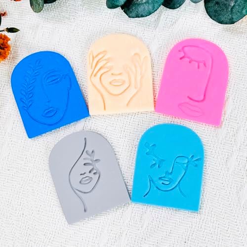 Polymer Clay Cutters Line Face Set – 6PCS Abstract Portrait Clay Cutters for Polymer Clay Jewelry, Clay Earring Cutters with Arch Shape and Face Texture Molds, Clay Tools for Artistic Earrings