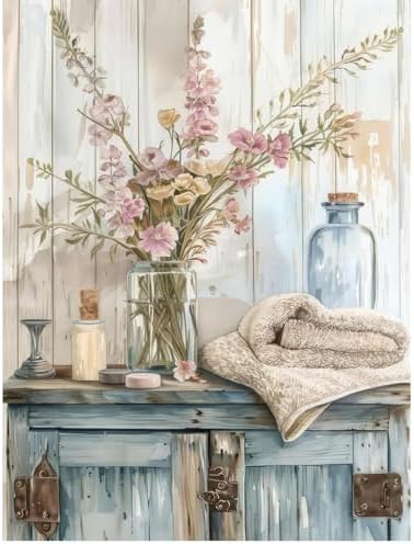 Bathroom Flower Diamond Art Kits for Adults Diamond Painting 12x16 Inch