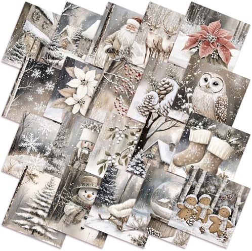 HunnmingRe 20 Pcs 10''x10'' Beige Winter/Christmas Quilting Fabric Squares