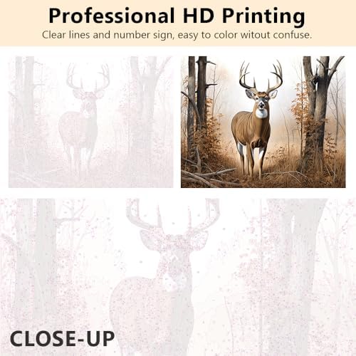 TUMOVO Paint by Numbers for Adults White Tail Buck Deer DIY Easy Paint by Numbers Abstract Paint by Numbers for Beginner Kids and Adults Home Wall Decor Oil Painting Framed 16x20 Inch