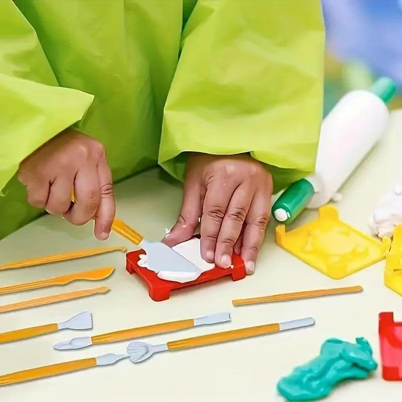 22Pcs Clay Modeling Tool Set, Dual-Ended Plastic Clay Sculpting Tools with Yellow Handles, Multi-Shape Polymer Clay Carving Knives for Pottery, Ceramic & DIY Crafts