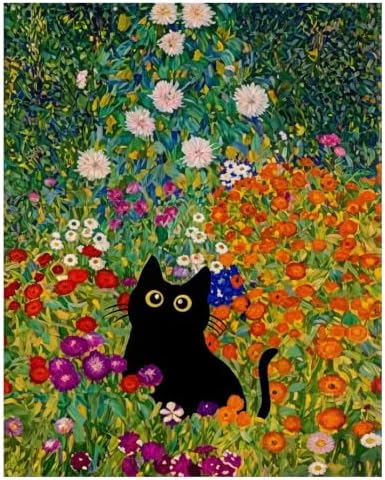 xcemhil Cat Paint by Numbers Kit for Adults Beginner, Black Cat Paint by Numbers for Adult, Acrylic Paint by Number Kits Suitable for Home Wall Art Decor Gifts 16x20 Inch