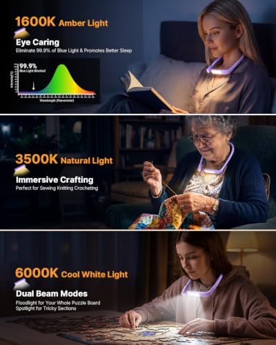 Reading Light with Storage Case, 3 Colors Dimmable Neck Lamp
