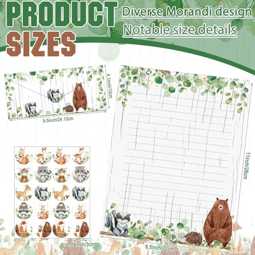 TaoBary 160 Pcs Woodland Animal Stationery Paper and Envelopes Set