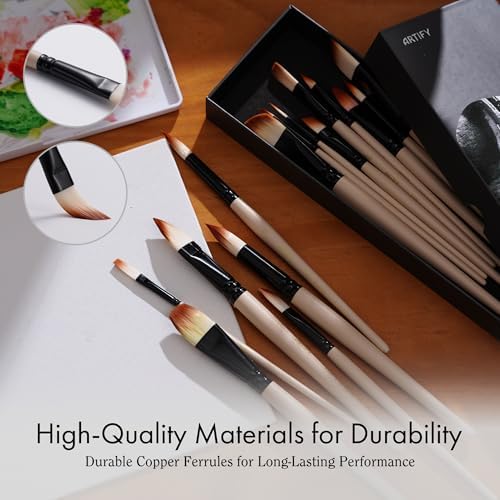 ARTIFY Watercolor Brush Set, 17 Pcs Professional Paint Brushes with Case for Beginners and Artists, Various Shapes, Optimized Hairs for Watercolor, Gouache, Ink, Tempera, and Fabric Painting