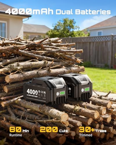 SEESII 2-in-1 Electric Pole Saws for Tree Trimming, Brushless Motor | 2 x 4000mAh Batteries,Hand Held Mini Chainsaw Cordless 6 Inch with Extension Pole for Tree Limb Branch Cutter